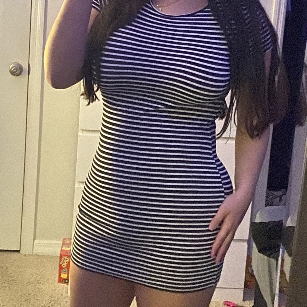 Black and White Mini Dress .